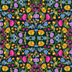 Naklejka premium Intricate ornamental floral pattern in Victorian damask style
