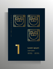 Cover in geometric style. Design templates for books, booklets, brochures, posters, folders, flyers, textbooks. A4 format. Vector pattern with golden lines.