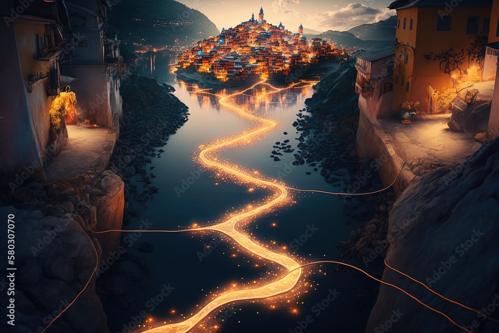 Poster illuminating invisible pathways between nations generative ai