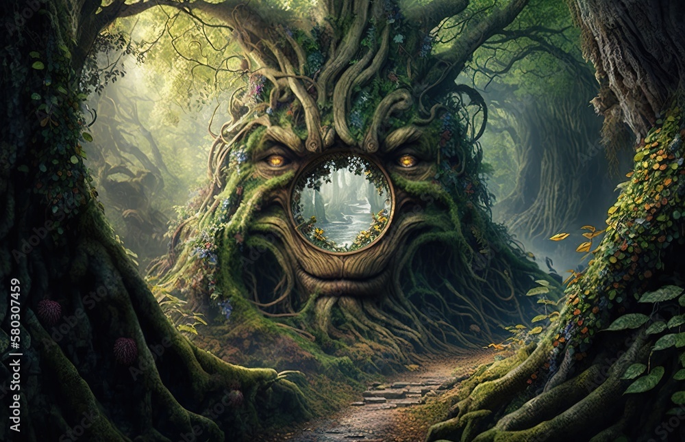 Poster the ancient forest of enchantment: a magical view generative ai