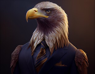 Eagle in suit, generative ai