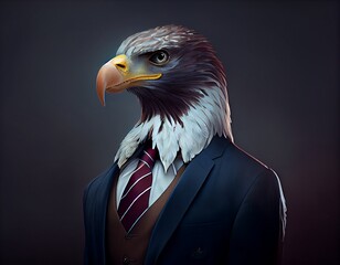 Eagle in suit, generative ai