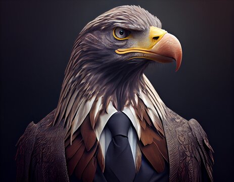 Eagle in suit, generative ai