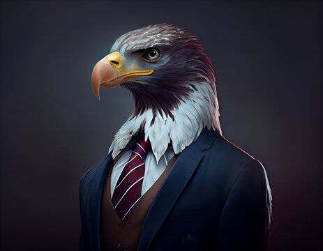 Eagle in suit, generative ai