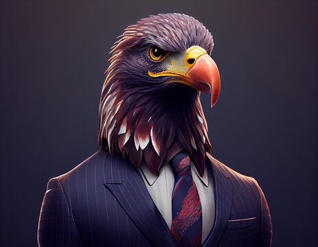 Eagle in suit, generative ai