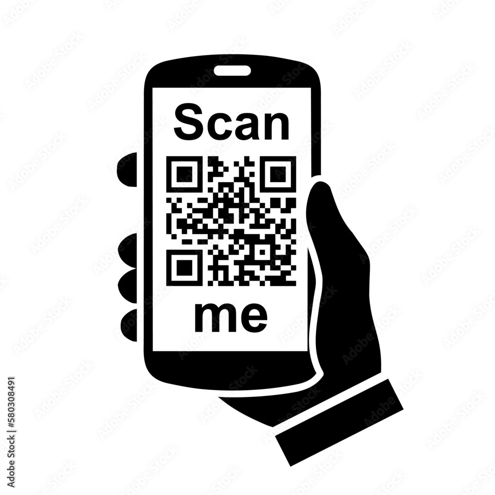 Poster QR - Quick Response Code, Inscription scan me, Qr code for smartphone, payment, mobile app scan – stock vector