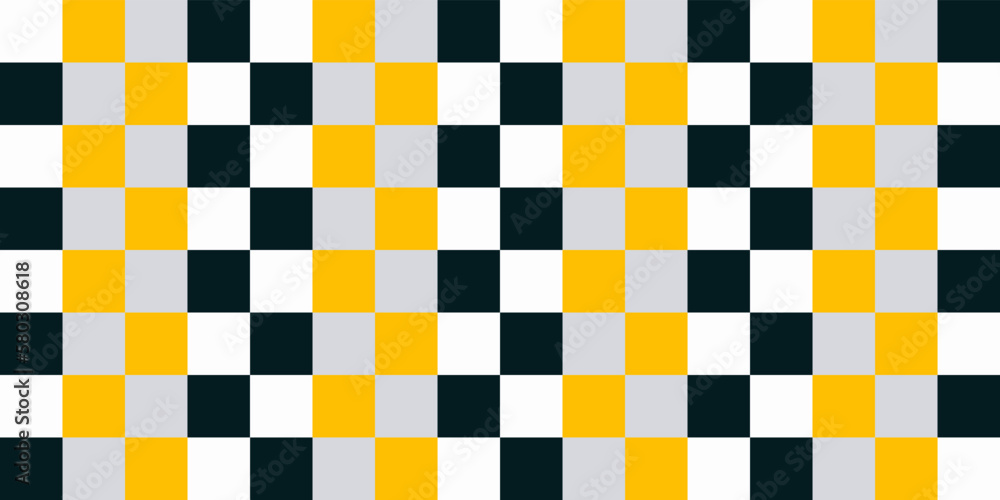 Aufkleber checkers from yellow, black, white and secret cells. vector simple checkerboard pattern. seamless pr