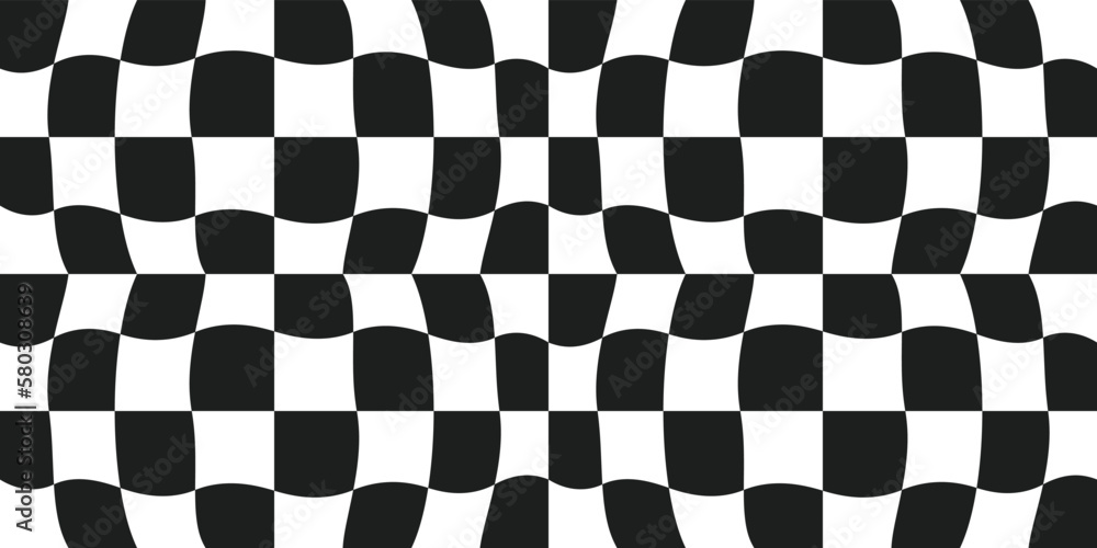 Poster checker pattern. distorted racing flag. vetkor seamless racing flag.