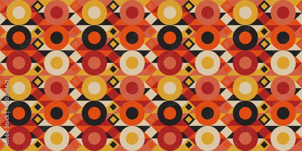 Poster Orange texture with quarter circles, rectangles. The texture is geometric with a repeating pattern. Print for applying to seamless surfaces.
