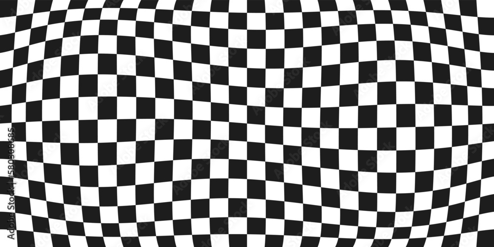 Aufkleber Vector canvas with repeating checkered wave. Print for applying to seamless surfaces. Checker pattern.