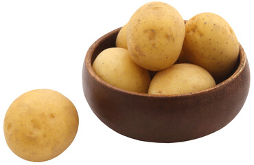 Fresh whole potatoes in a basket
