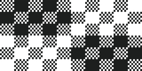 Checkerboard pattern on black and white rectangles. Black and white checkers.