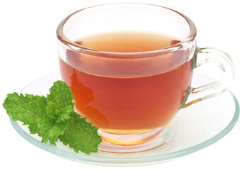 Herbal tea in a cup with mint leaves