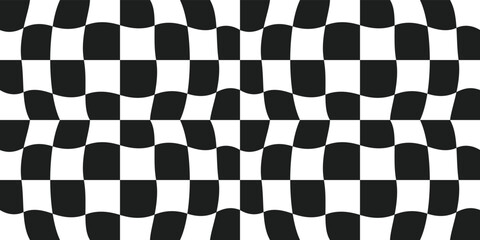 Checker pattern. Distorted racing flag. Vetkor seamless racing flag.