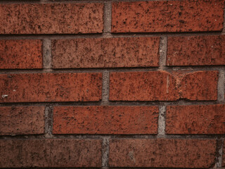 Brown textured brick wallpaper and background copy space. High quality photo