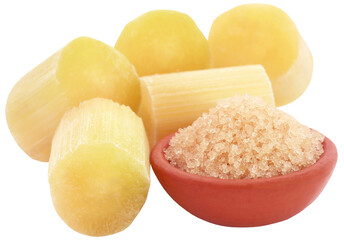 Piece of sugarcane with sugar