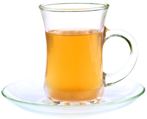 Tea liquor on a transparent cup