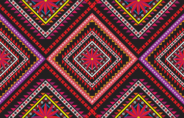 Gypsy pattern tribal ethnic motifs geometric vector background. Doodle gypsy geometric shapes sprites tribal motifs clothing fabric textile print traditional design with triangles