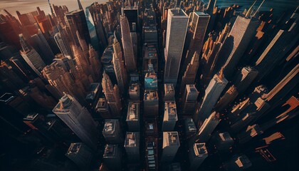 Aerial view of modern city, generative ai