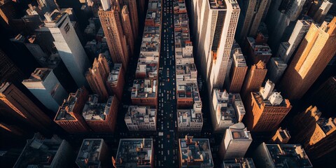 Aerial view of modern city, generative ai