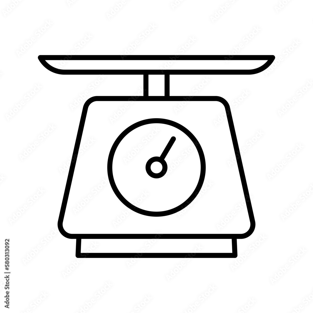Wall mural weighing scale icon. kitchen scale with bowl isolated on white background. - Wall murals