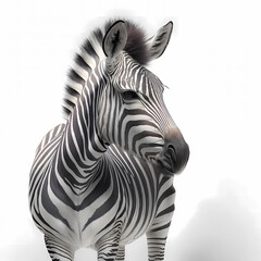 Zebra (Hippotigris) from the equine genus (Equus), and plains zebra (Equus quagga), white background, AI generated