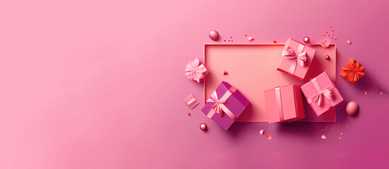 gift box pink background, generative AI