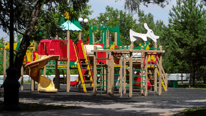 Empty playground. Children playground. Kid zone.