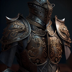 medieval knight helmet and sword, genrative ai 