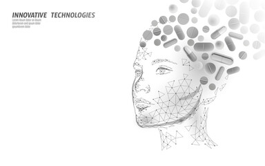 3D human mind mental health. Mood support drug therapy medical care. Psychologist coach session solution medicine science banner vector illustration