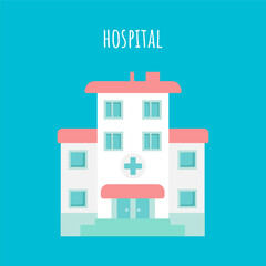 City Hospital building in flat style. Vector illustration.