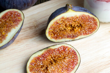 Ripe sweet figs cut into pieces