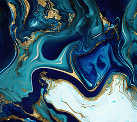 Blue Turquoise Marble Alcohol ink Generative Ai
