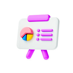 3D Business finance report, marketing presentation icon, business research and statistics on the dashboard