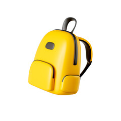 3D Yellow backpack, schoolbag, student bag icon, back to school concept. 3d render illustration