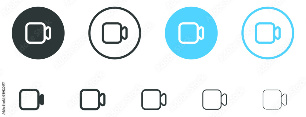 Poster video camera icons set. camera video icon button for streaming , facetime icons video call symbol. cinema movie sign