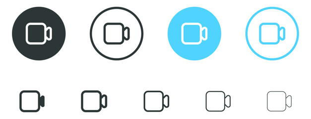 video camera icons set. camera video icon button for streaming , facetime icons video call symbol. cinema movie sign