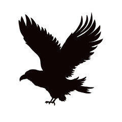 raven, crown silhouette - isolated - vector illustration