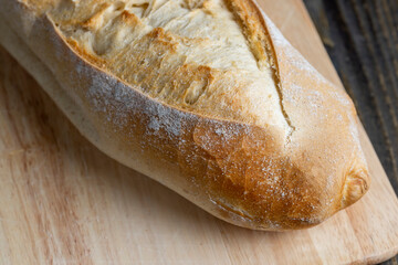 Details of a whole soft and fresh loaf of bread
