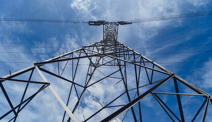Structure pattern view of high voltage pole power transmission tower