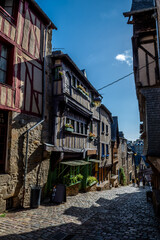 Breton Village Dinan With Narrow Alleys And Half-Timbered Houses In Department Ille et Vilaine In Brittany, France
