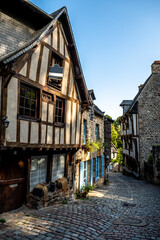 Breton Village Dinan With Narrow Alleys And Half-Timbered Houses In Department Ille et Vilaine In Brittany, France