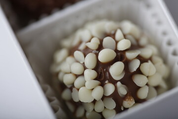 Chocolate truffle dessert candy close up