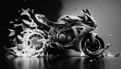 motorcycle in black white geometric logo or wallpaper