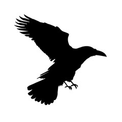 raven, crown silhouette - isolated - vector illustration