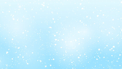 White snow falling on blue background