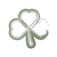 Irish shamrock isolated on white background Green clover with three leaves symbol of a St Patrick day Brush stroke Vector illustration