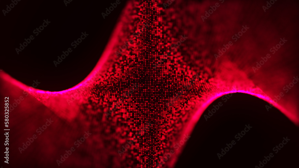 Poster digital technology background. wave of glowing points. futuristic background for presentation design