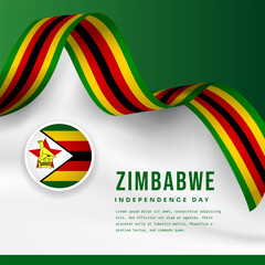 Square Banner illustration of Zimbabwe independence day celebration with text space. Vector illustration.