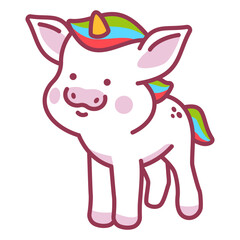 Sweet unicorn vector cartoon character isolated on a white background.